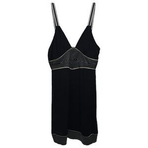 Vintage Y2K Silk Mini Dress Size 6 Black White Striped Catherine Malandrino